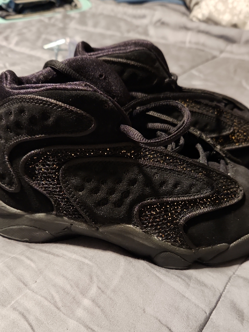 Jordan Black Sneakers with Gold Glitter Accents